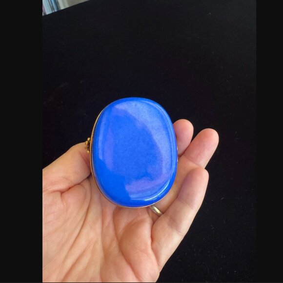 Rare Limoges France Peint Main Eiffel Tower Cobalt & Gold Eiffel Tower Clasp Box - Picture 4 of 10